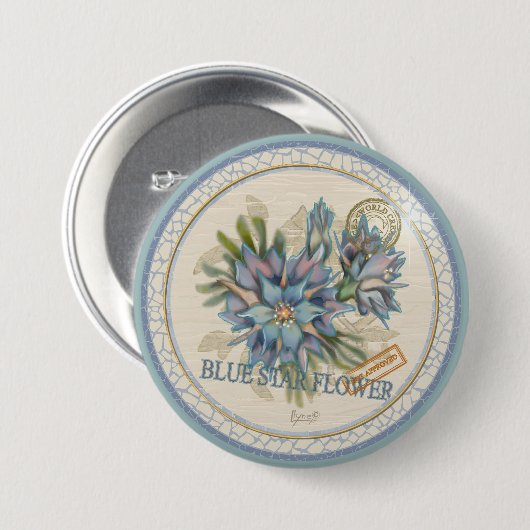 G Creation Office - blaue Blume Button (Vorne & Hinten)