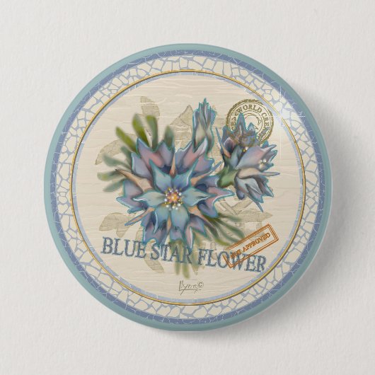 G Creation Office - blaue Blume Button (Vorderseite)