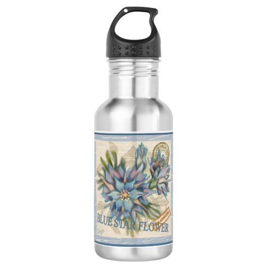 G Creation Office - blaue Blume Edelstahlflasche (Vorderseite)