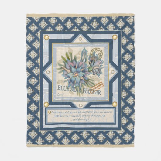 G Creation Office - blaue Blume Fleecedecke (Vorderseite)