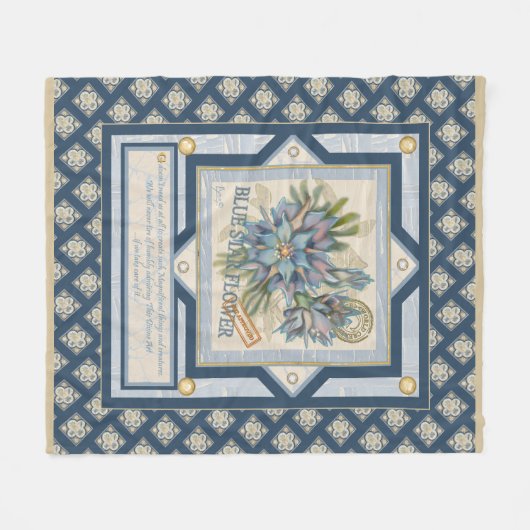 G Creation Office - blaue Blume Fleecedecke (Vorderseite (Horizontal))