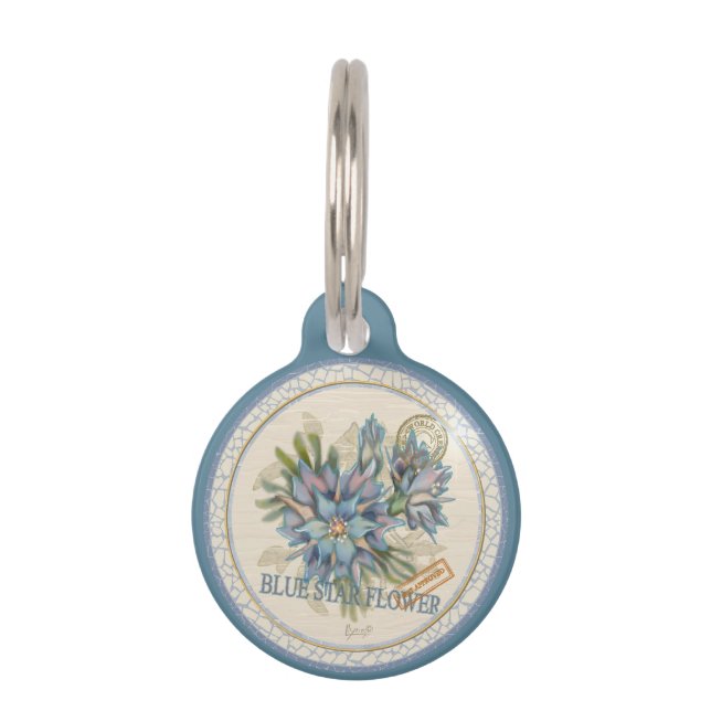 G Creation Office - blaue Blume Haustiermarke (Vorderseite)