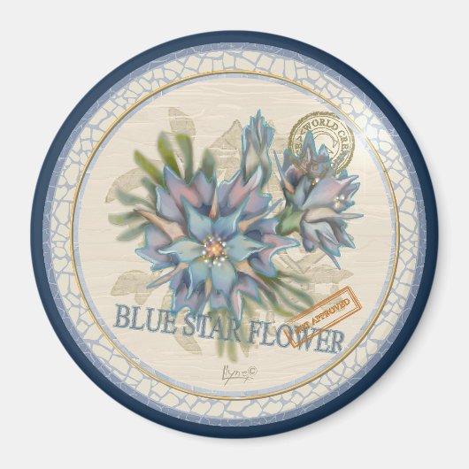 G Creation Office - blaue Blume Magnet (Vorne)