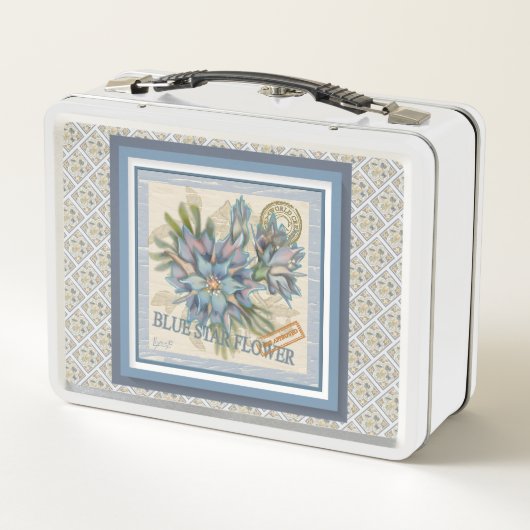 G Creation Office - blaue Blume Metall Brotdose (Rückseite)