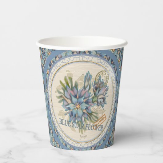 G Creation Office - blaue Blume Pappbecher (Rückseite)