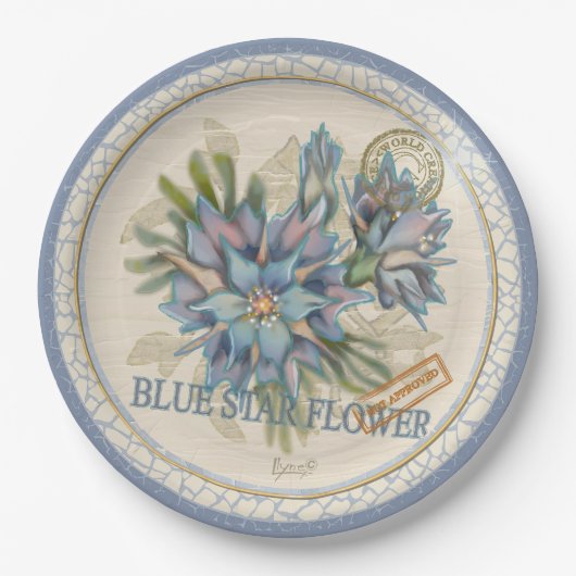 G Creation Office - blaue Blume Pappteller (Vorderseite)