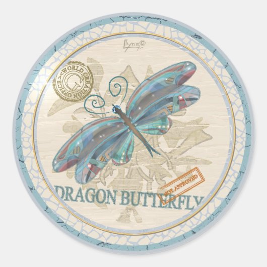 G Creation Office Dragonfly Runder Aufkleber (Vorderseite)