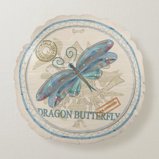 G Creation Office Dragonfly Rundes Kissen (Vorderseite)