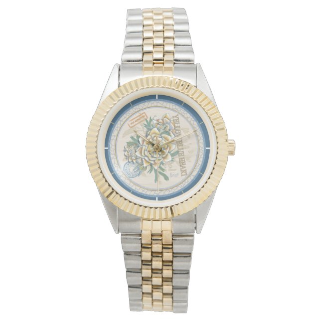G Creation Office gelbe Blume Armbanduhr (Vorderseite)