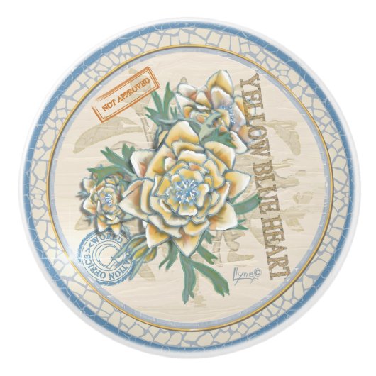 G Creation Office Gelbe Blume Keramik Knob Keramikknauf (Vorderseite)