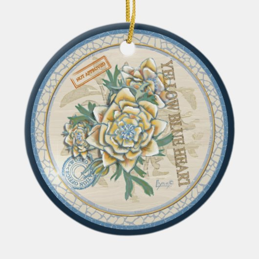 G Creation Office gelbe Blume Keramik Ornament (Vorne)