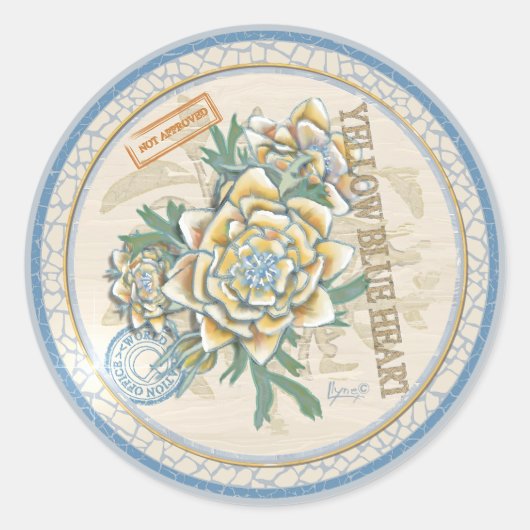 G Creation Office gelbe Blume Runder Aufkleber (Vorderseite)