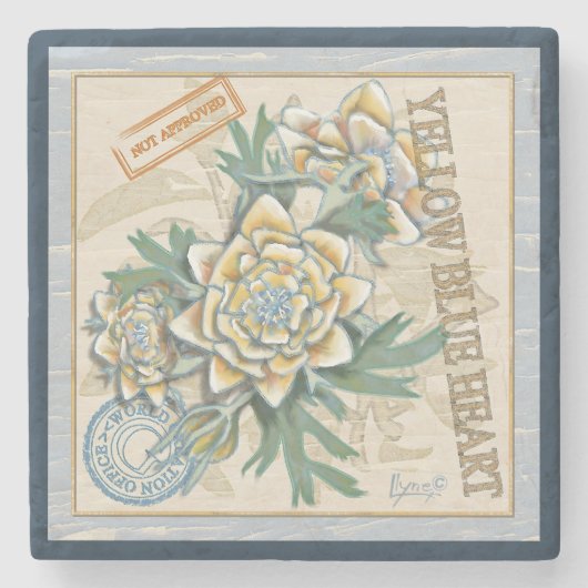 G Creation Office gelbe Blume Steinuntersetzer (Vorderseite)