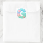 "G" Cute Bubble Letter - Underwater Sea Creature Quadratischer Aufkleber (Tasche)