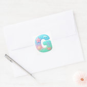 "G" Cute Bubble Letter - Underwater Sea Creature Quadratischer Aufkleber (Umschlag)