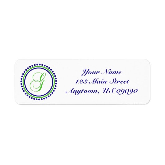 G Dot Circle Mongram Address Label (grün / blau) (Vorne)