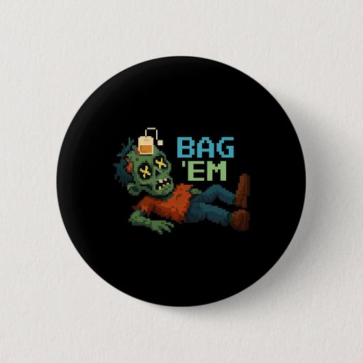 G em Pixel Zombie Tee G Halloween Npc Gamer Meme  Button (Vorderseite)