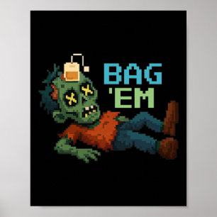 G em Pixel Zombie Tee G Halloween Npc Gamer Meme  Poster
