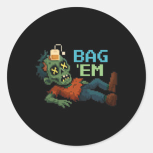 G em Pixel Zombie Tee G Halloween Npc Gamer Meme  Runder Aufkleber