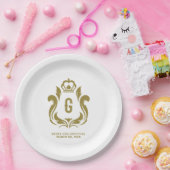 G Erstmaliges Gold-Wappen Mit Monogramm Pappteller (Party)