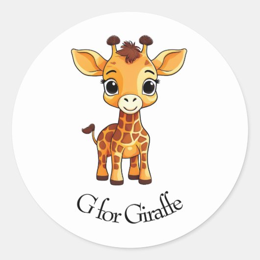 G für Giraffe Runder Aufkleber (Vorderseite)