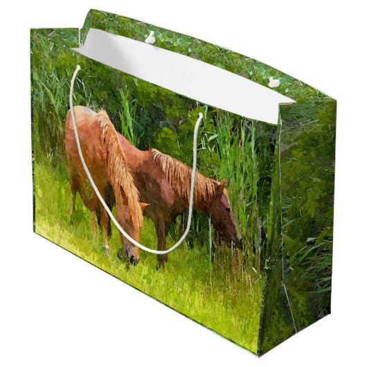 g GIft Bag Assateague Ponies Große Geschenktüte (Rückseite Schrägansicht)