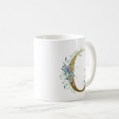 G Golden Initial mit blauem Blumenblättern Kaffeetasse (VorderseiteRechts)