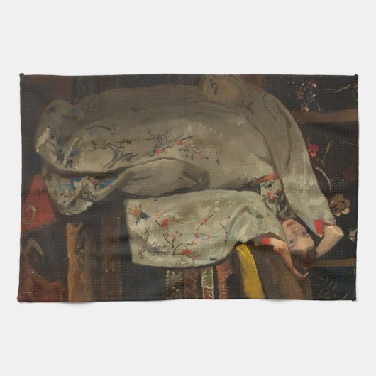 G.H. Breitner, Mädchen in einem weißen Kimono - Geschirrtuch (Horizontal)