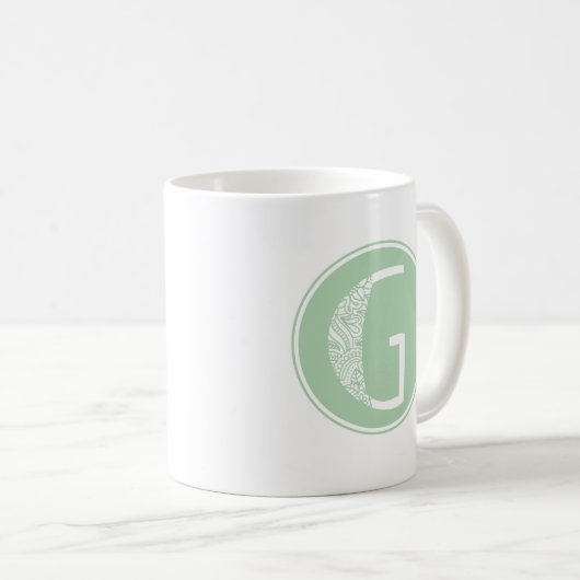 G Initial floral Monogramm Kaffeetasse (VorderseiteRechts)