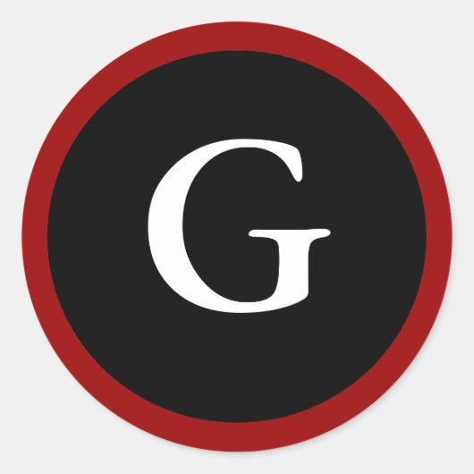 G: Initial G Letter G Red, White & Black Stickers (Vorderseite)