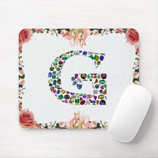 G Initial Gemstone Design Mousepad (Mit Mouse)