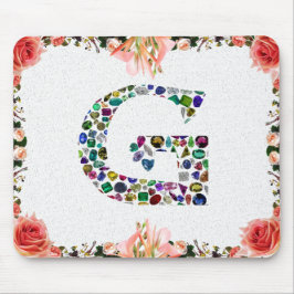G Initial Gemstone Design Mousepad