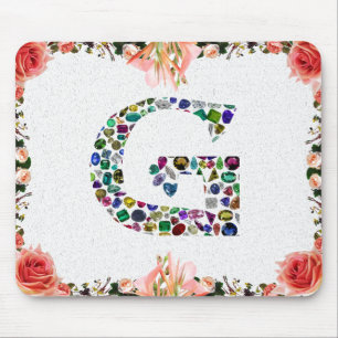 G Initial Gemstone Design Mousepad