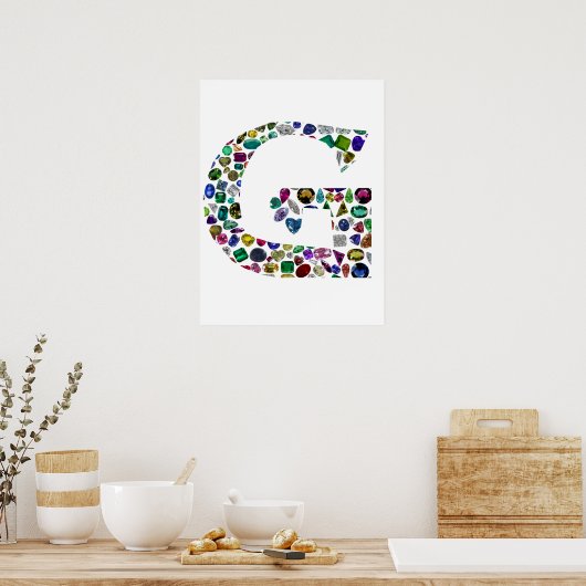 G Initial Gemstone Design Poster (Küche)