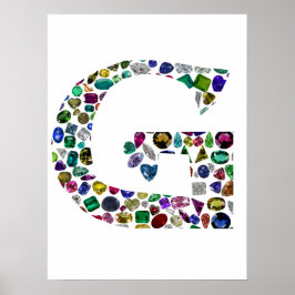 G Initial Gemstone Design Poster