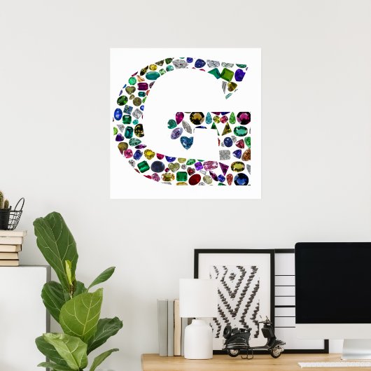 G Initial Gemstone Design Poster (Heimbüro)