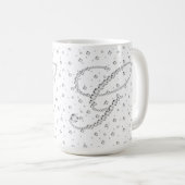 G Initial Monogram White Diamonds Print Kaffeetasse (VorderseiteRechts)