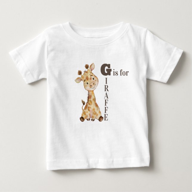 G is for GIRAFFE - Whimsical Giraffe Baby T-shirt (Vorderseite)