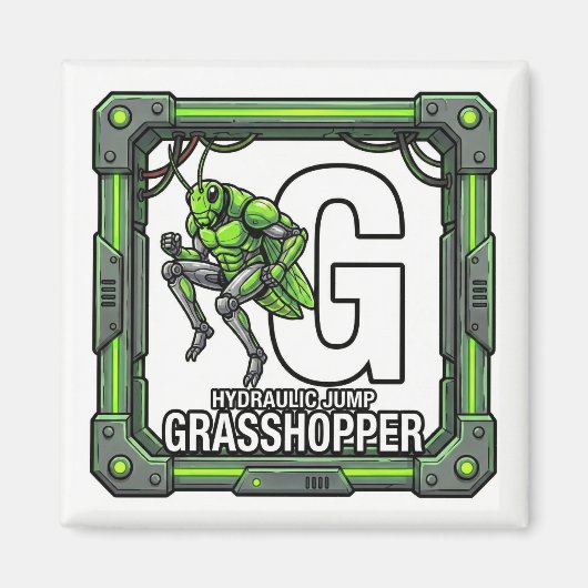 G is for Grasshopper – GTA Style ABC Learning Magnet (Vorne)