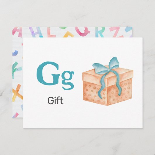G ist für Geschenk - Alphabet Flash Card Postkarte (Vorne/Hinten)