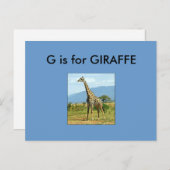 "G" ist für Giraffe Alphabet Flashcard Postkarte (Vorne/Hinten)