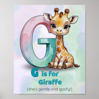 G ist für Giraffe - Gentle Alphabet Animal Wall Ar Poster