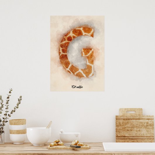 G ist für Giraffe Poster (Küche)
