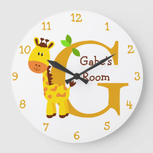 G ist für Giraffe und Gabriel-Child's Bedroom Große Wanduhr