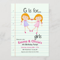 G ist für Girls Birthday Party Einladung