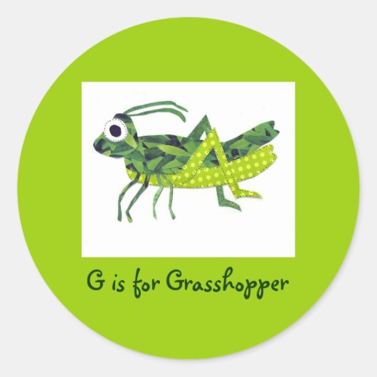 G ist für Grasshopper Runder Aufkleber (Vorderseite)