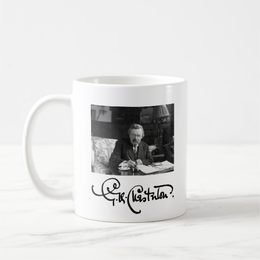 G. K. Chesterton am Arbeitsplatz Kaffeetasse (Links)