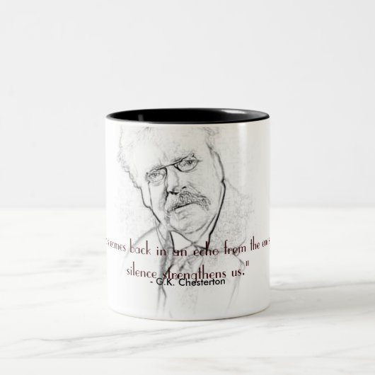 G.K. Chesterton auf Ruhe Zweifarbige Tasse (Mittel)