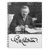 G. K. Chesterton bei der Arbeit Notizblock (Vorderseite)