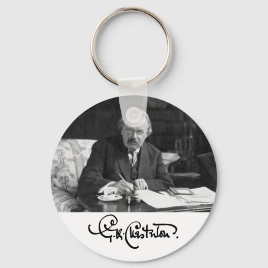 G. K. Chesterton bei der Arbeit Schlüsselanhänger (Vorderseite)